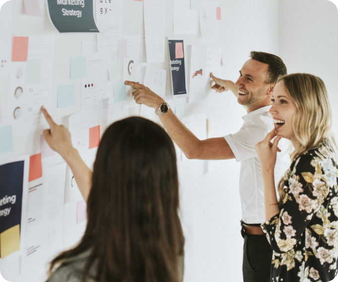 Team collaborating in a shared workspace